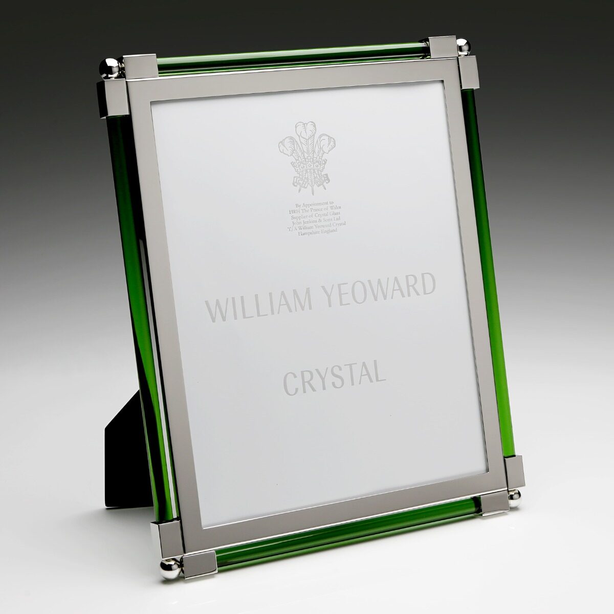 William Yeoward New Classic Moss Green 8" x 10" in Moss Green, photo frame, detail view