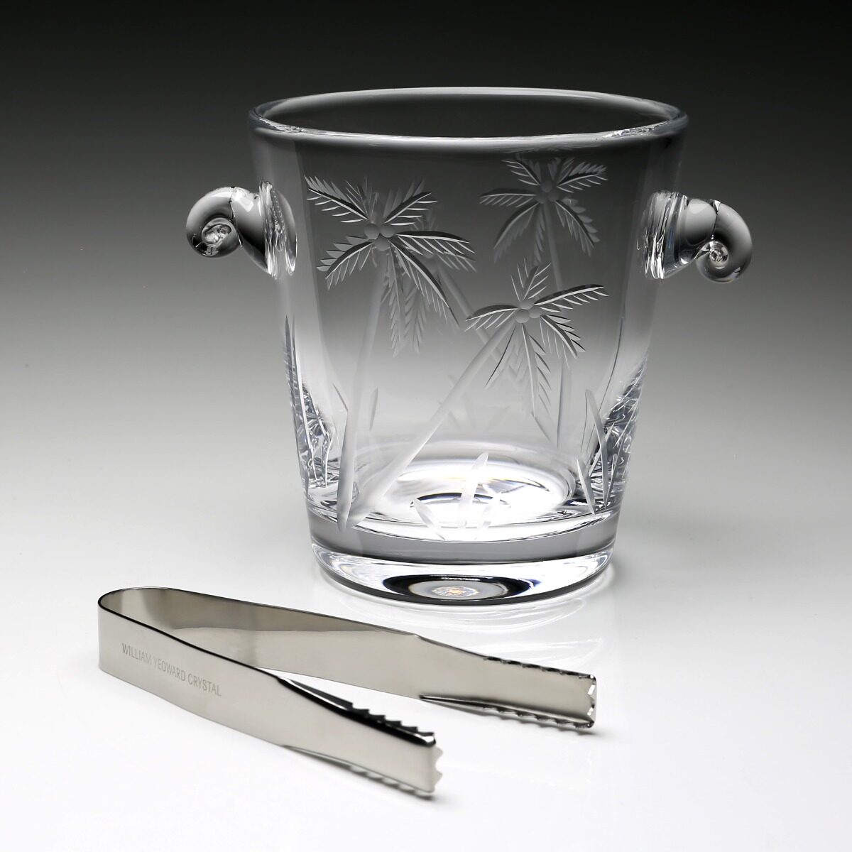 William Yeoward Palmyra Handled Ice Bucket, handmade crystal, detail view