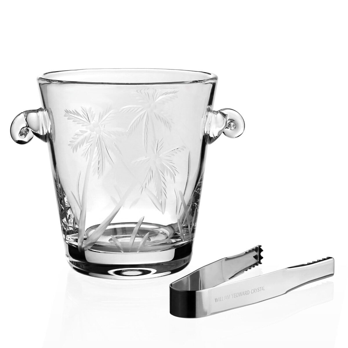 William Yeoward Palmyra Handled Ice Bucket, handmade crystal, detail view