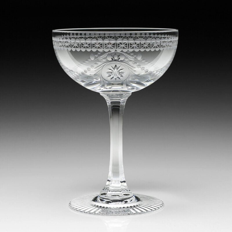 William Yeoward Pearl Champagne Coupe, handmade crystal, detail view
