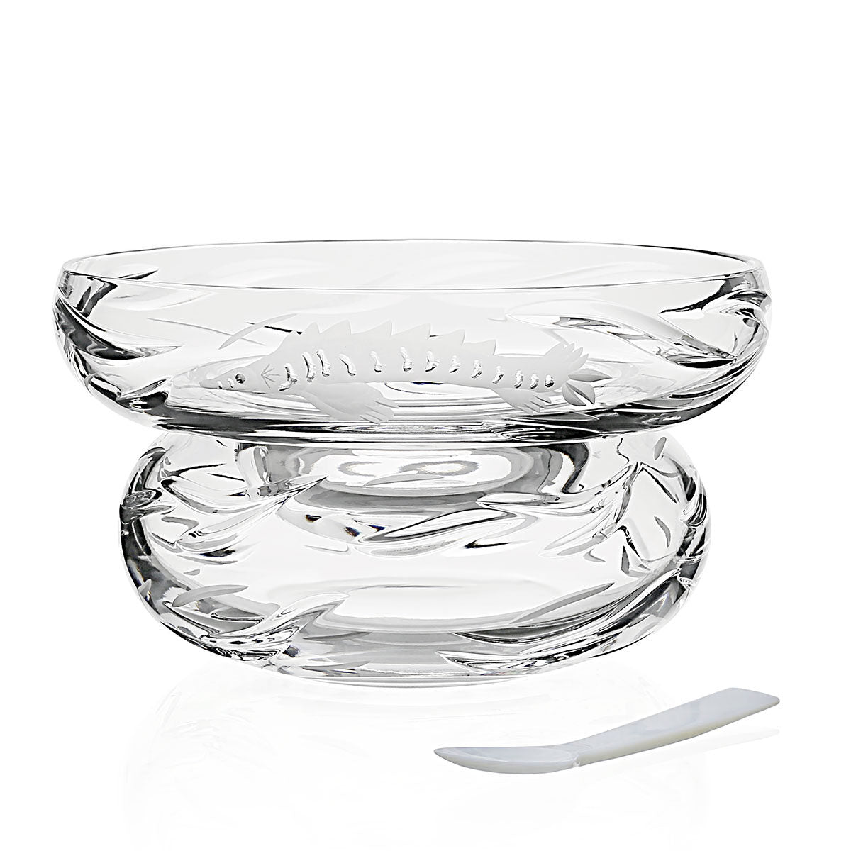 William Yeoward Persephone Caviar Server & Spoon 8¼" / 210mm, handmade crystal, on a white background