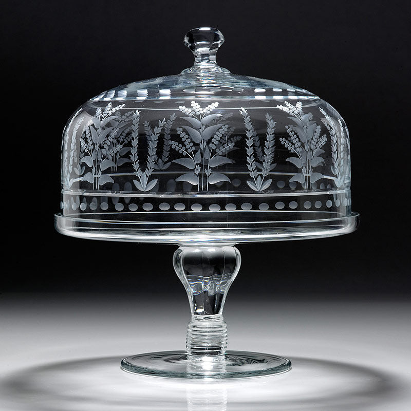 William Yeoward Portia Cake Stand & Dome 12½" / 31.5cm, handmade crystal, detail view