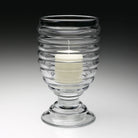 William Yeoward Ripples Footed Hurricane 11½" / 28.5cm with Candle, handmade crystal, detail view