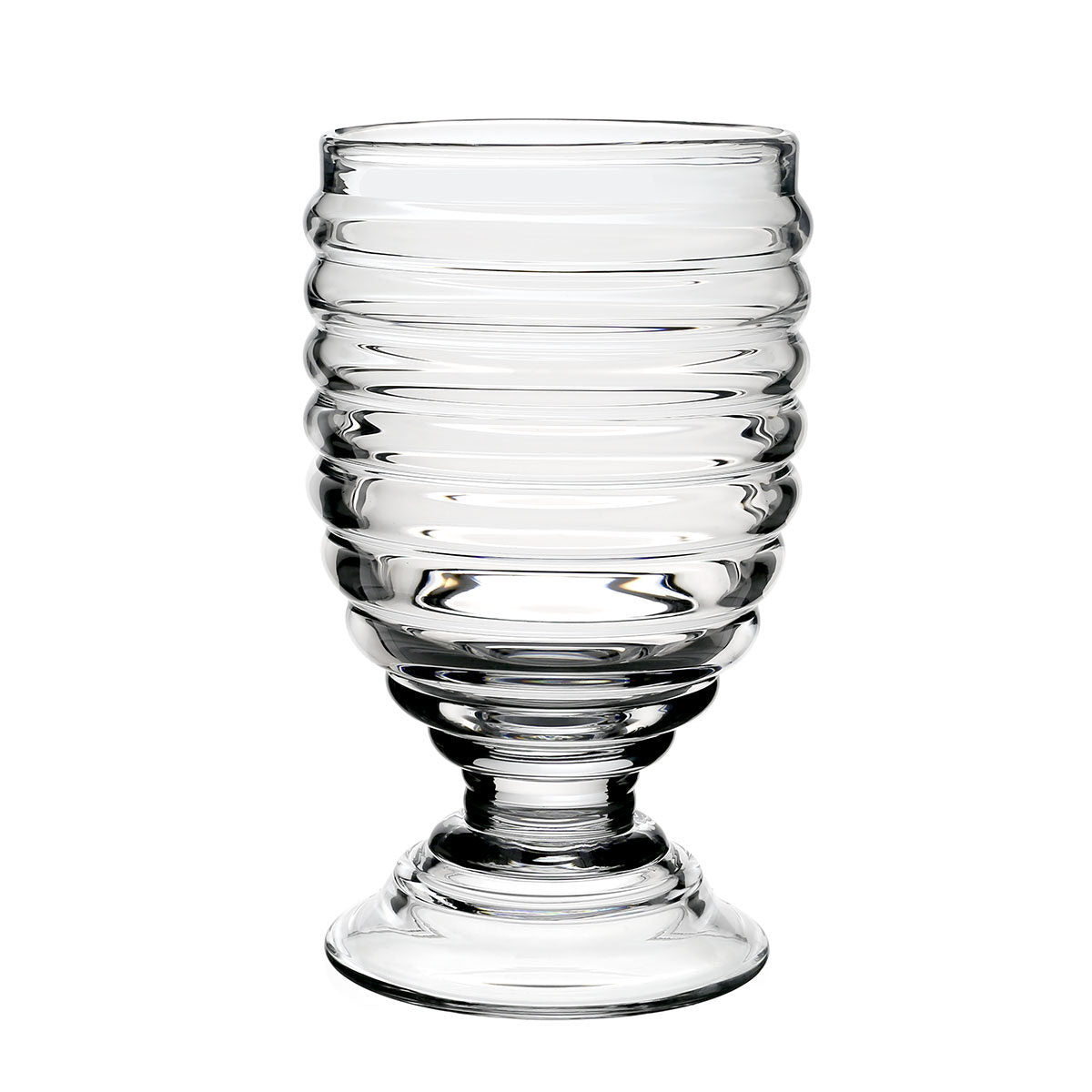 William Yeoward Ripples Footed Hurricane 11½" / 28.5cm with Candle, handmade crystal, detail view
