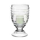 William Yeoward Ripples Footed Hurricane 11½" / 28.5cm with Candle, handmade crystal, on a white background