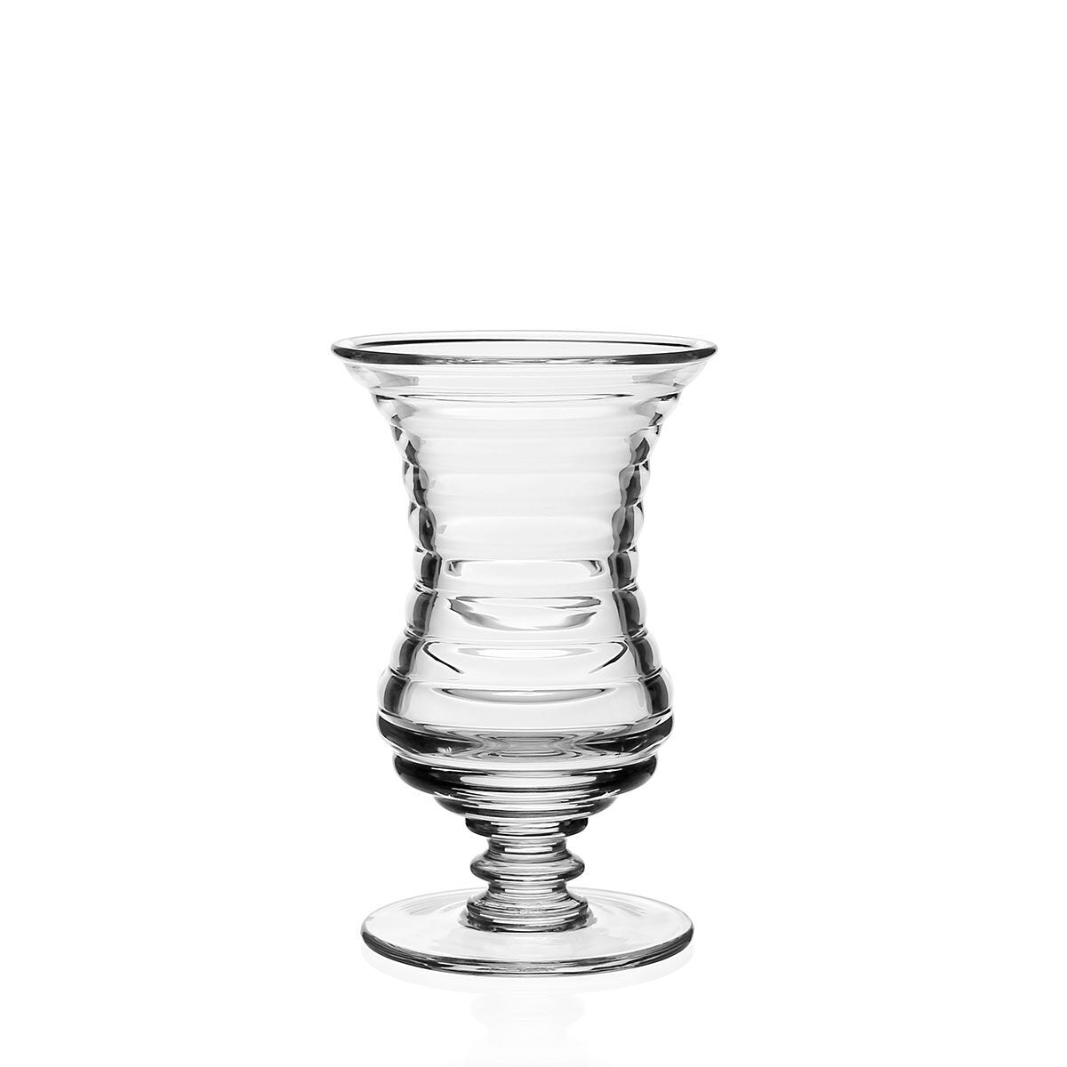 William Yeoward Ripples Footed Vase 6" / 150mm, handmade crystal, on a white background
