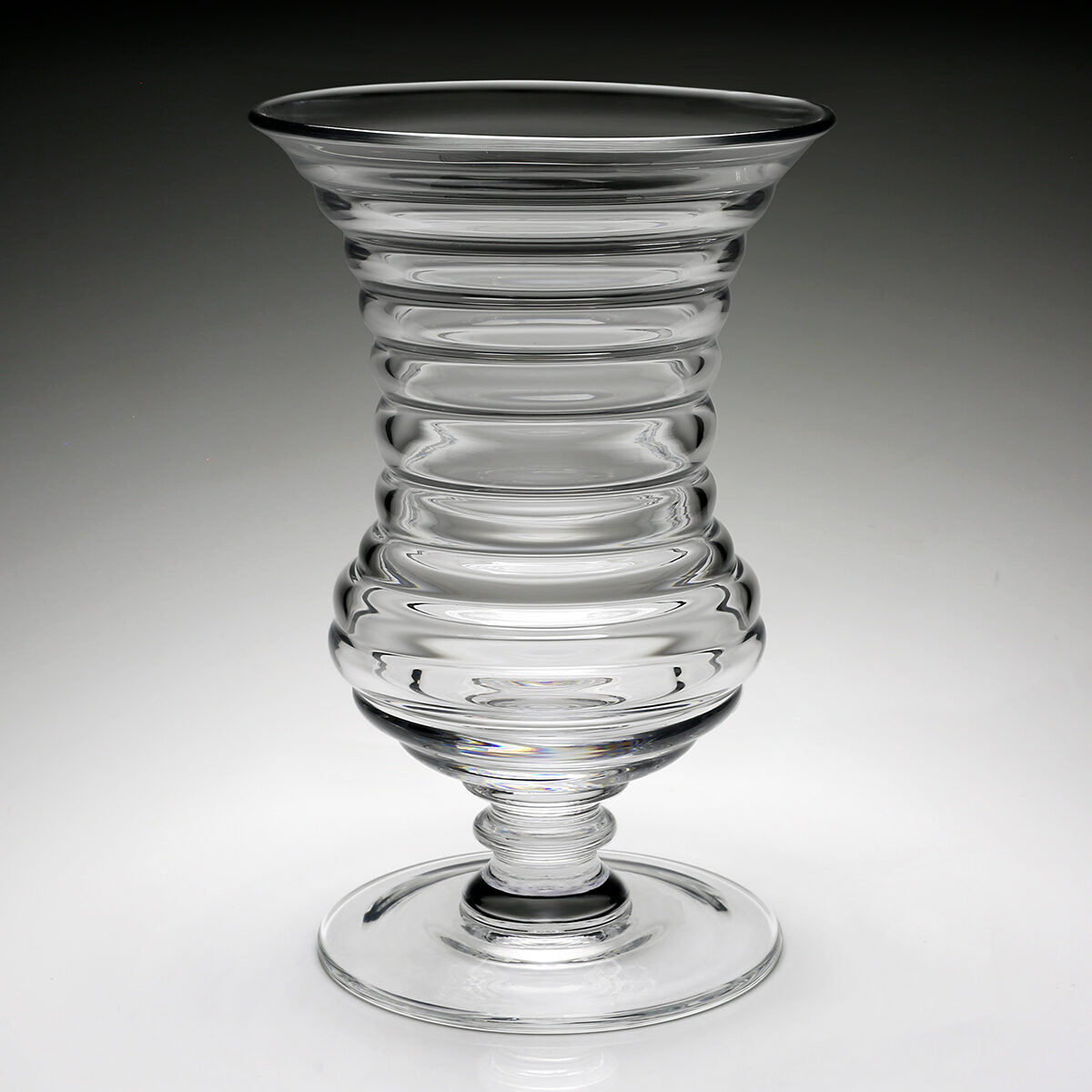 William Yeoward Ripples Large Footed Vase 16" / 40.5cm, handmade crystal, detail view