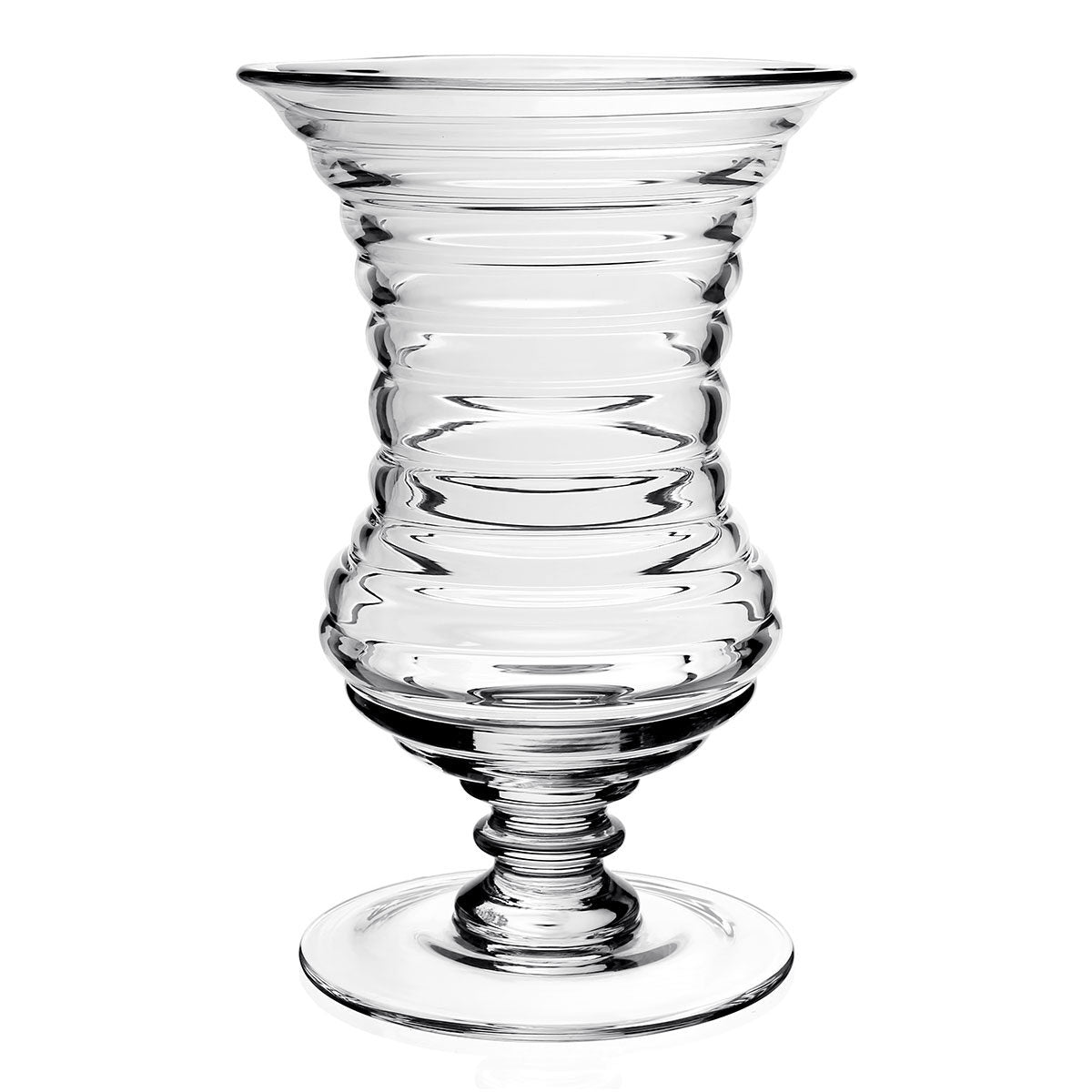William Yeoward Ripples Large Footed Vase 16" / 40.5cm, handmade crystal, on a white background