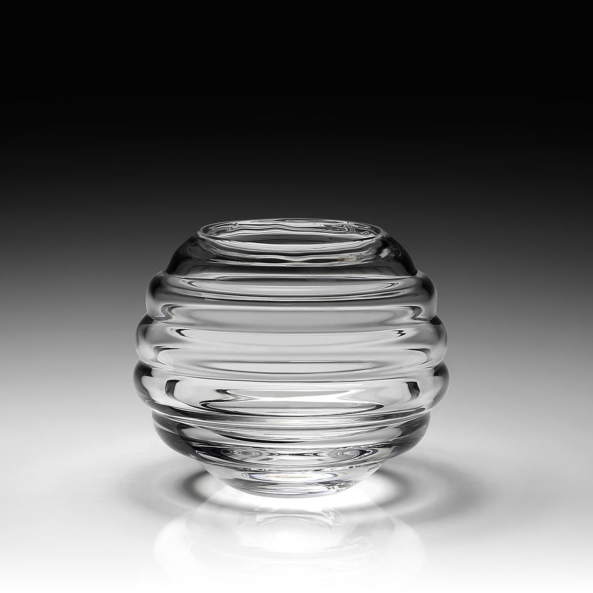 William Yeoward Ripples Rose Bowl 4" / 100mm, handmade crystal, detail view