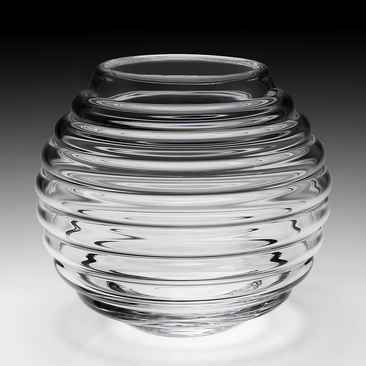 William Yeoward Ripples Rose Bowl 8" / 215mm, handmade crystal, detail view