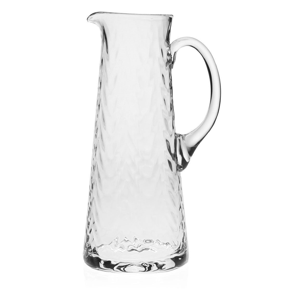 William Yeoward Roxie Pitcher, handmade crystal, on a white background