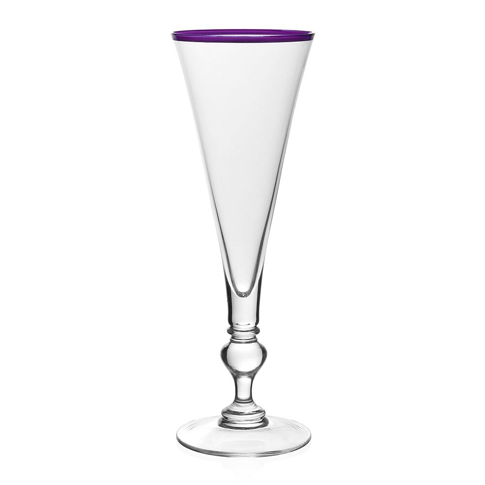 William Yeoward Siena Champagne Flute Amethyst in Amethyst, handmade crystal, on a white background