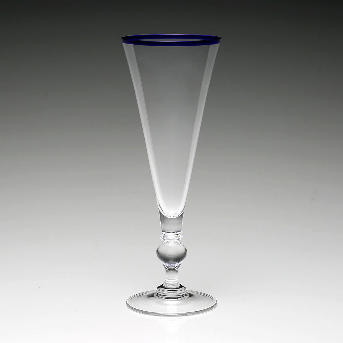 William Yeoward Siena Champagne Flute Blue in Blue, handmade crystal, detail view