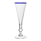 William Yeoward Siena Champagne Flute Blue in Blue, handmade crystal, on a white background