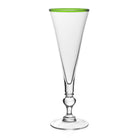 William Yeoward Siena Champagne Flute Green in Green, handmade crystal, on a white background