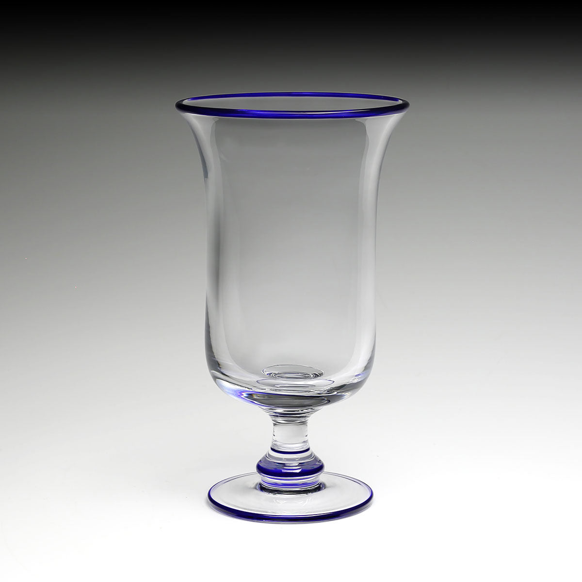 William Yeoward Siena Blue Footed Flower Vase in Blue, handmade crystal, detail view
