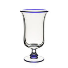 William Yeoward Siena Blue Footed Flower Vase in Blue, handmade crystal, on a white background