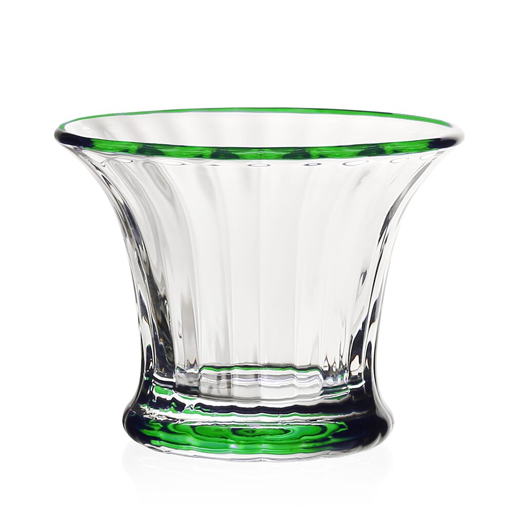 William Yeoward Siena Mini Vase / Sorbet Green in Green, handmade crystal, on a white background