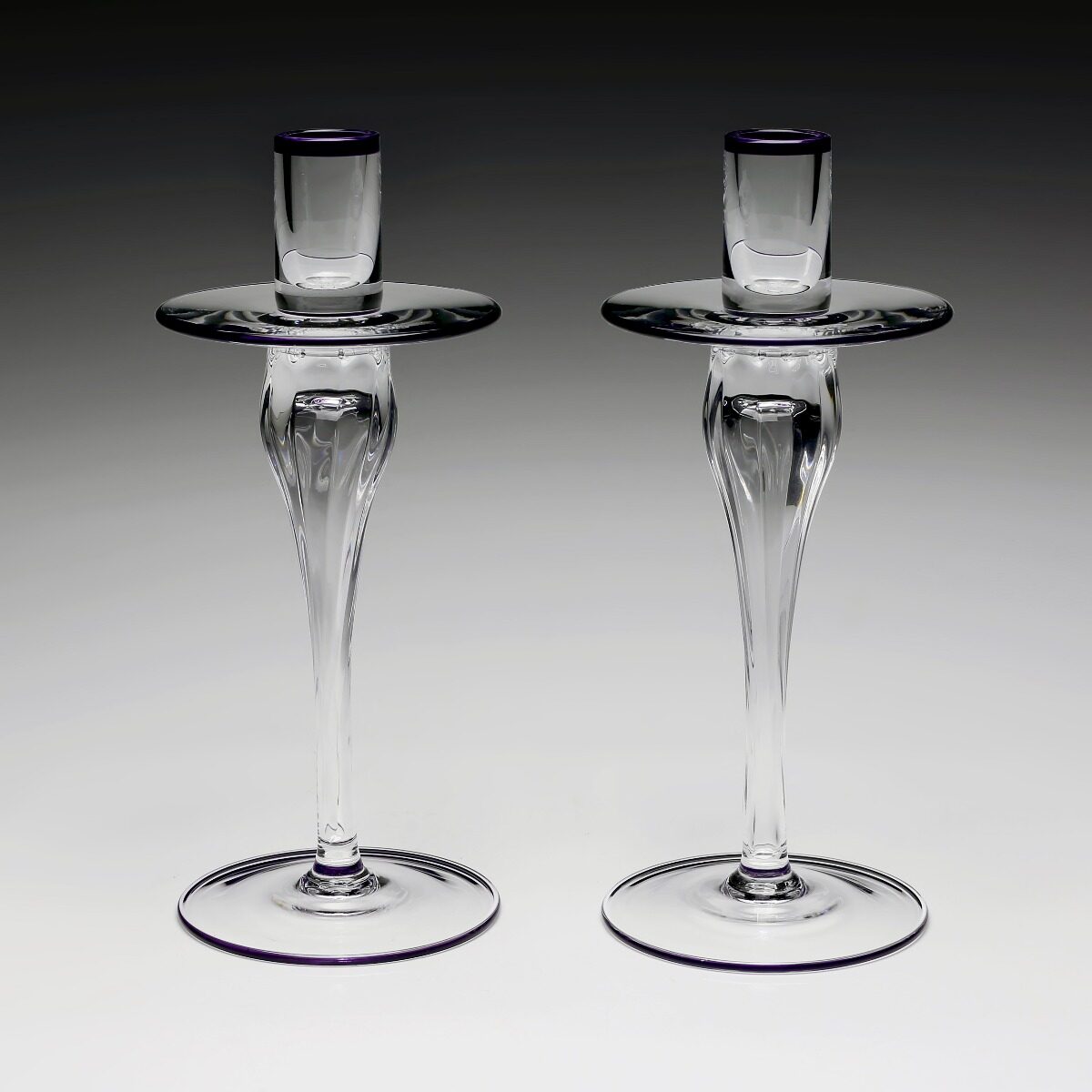 William Yeoward Siena Pair of Candlesticks Amethyst, handmade crystal, detail view