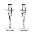 William Yeoward Siena Pair of Candlesticks Amethyst, handmade crystal, on a white background