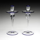 William Yeoward Siena Pair of Candlesticks Blue, handmade crystal, detail view