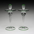 William Yeoward Siena Pair of Candlesticks Green, handmade crystal, detail view