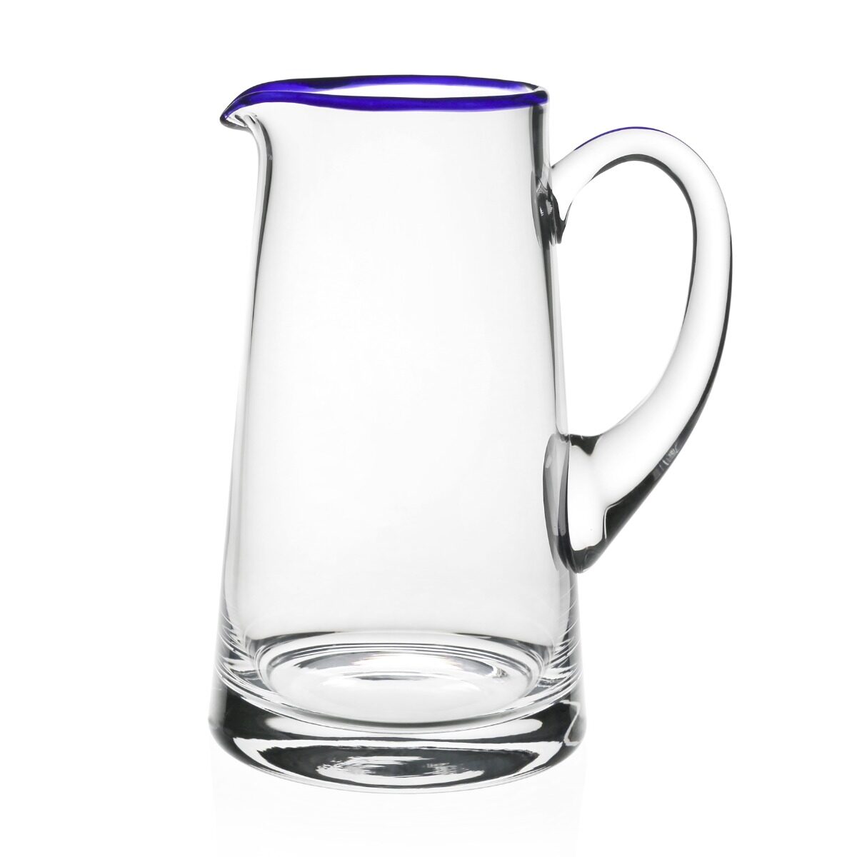 William Yeoward Siena Pitcher Blue in Blue, handmade crystal, on a white background