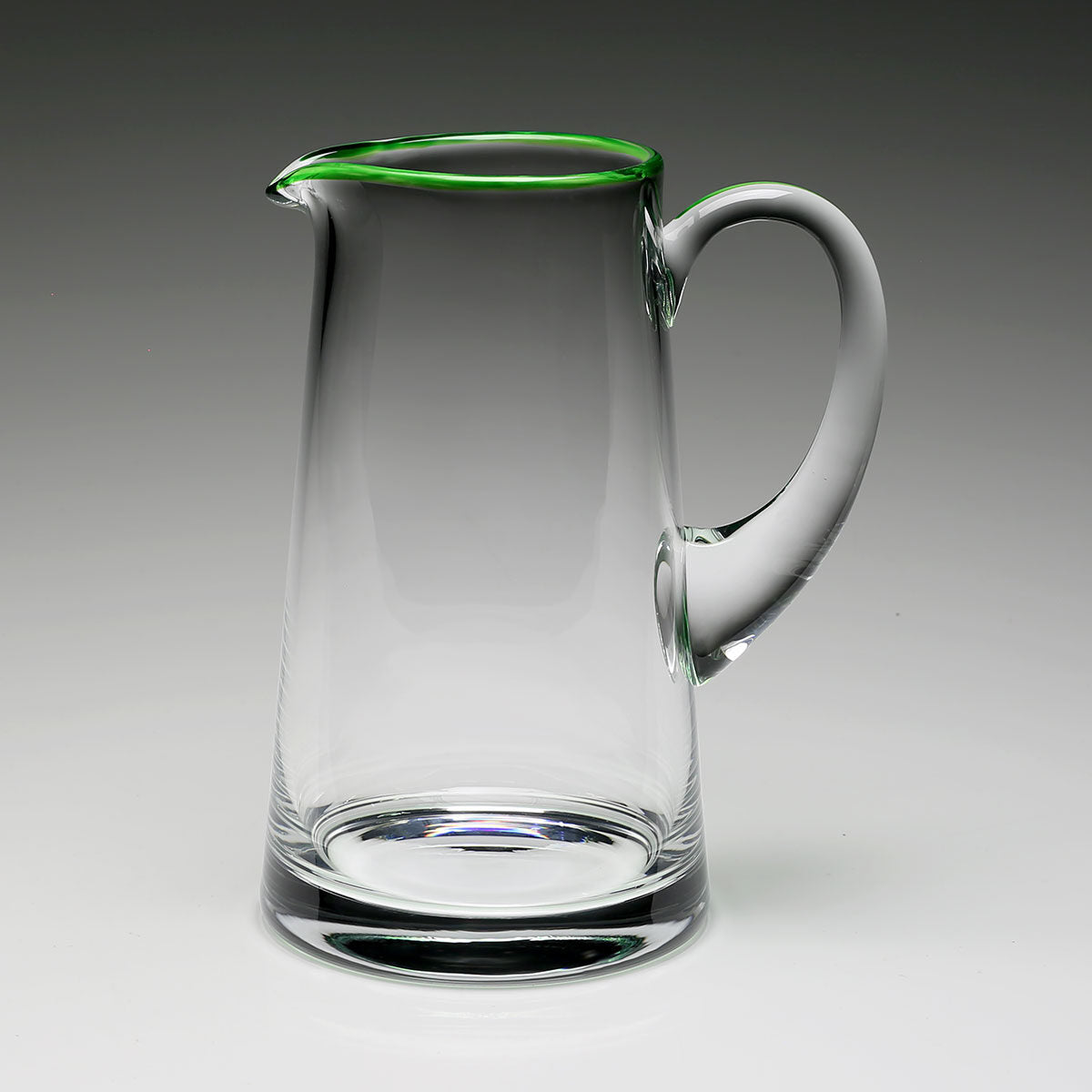 William Yeoward Siena Pitcher Green in Green, handmade crystal, detail view