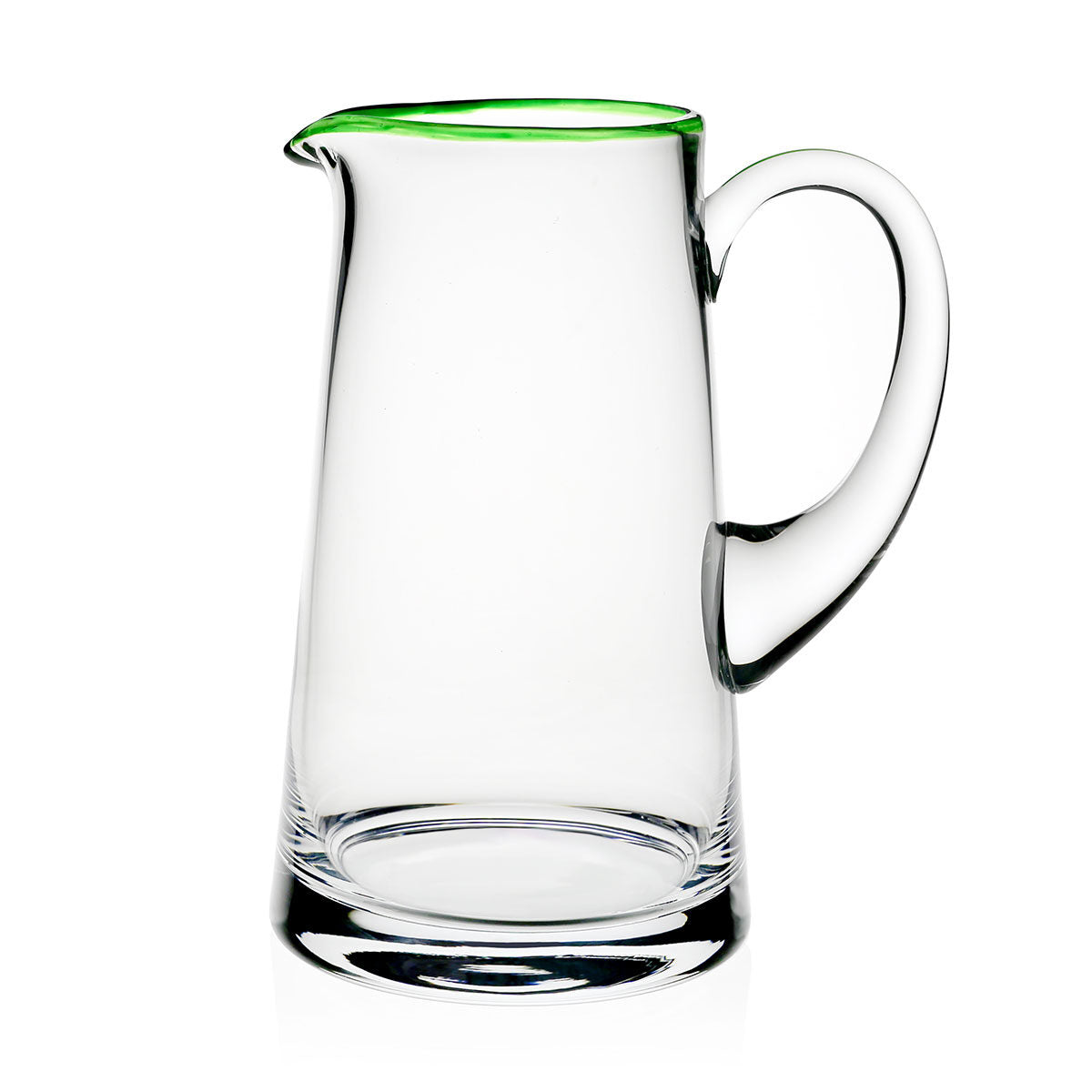 William Yeoward Siena Pitcher Green in Green, handmade crystal, on a white background