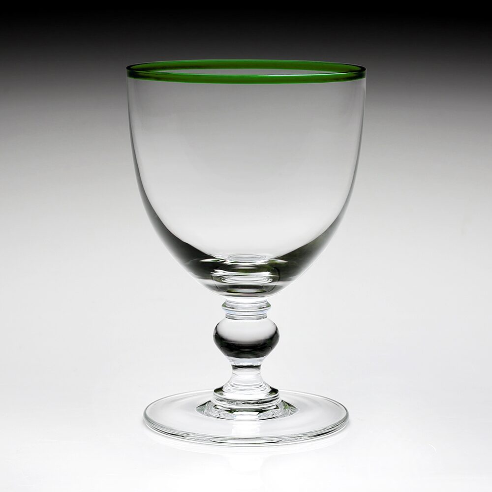 William Yeoward Siena Water Glass Green in Green, handmade crystal, detail view