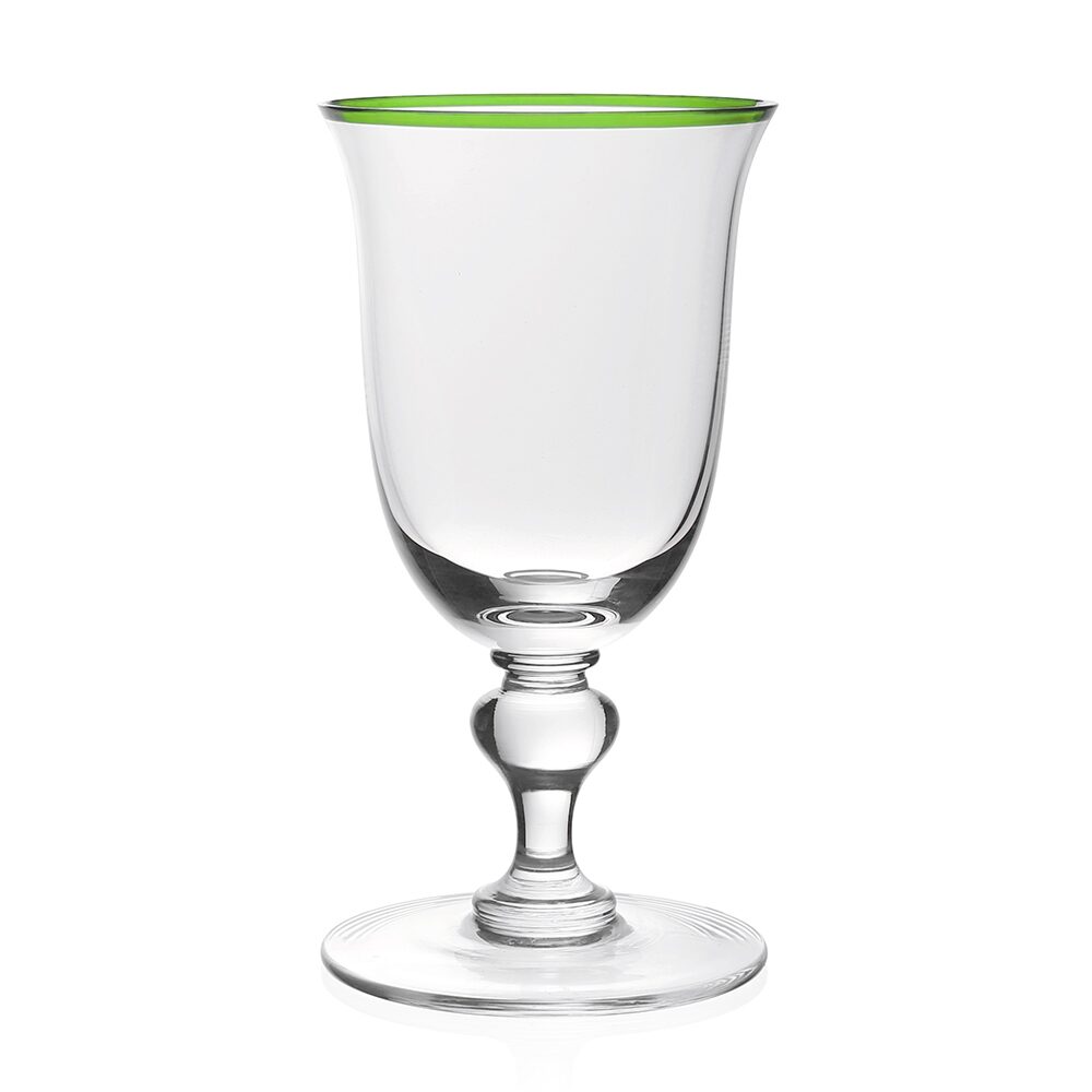 William Yeoward Siena Wine Green in Green, handmade crystal, on a white background