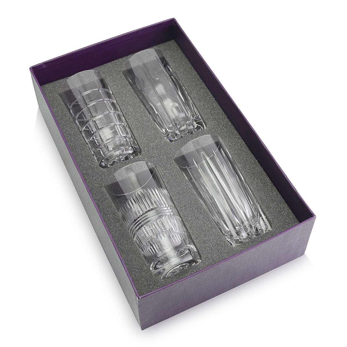 William Yeoward Skye Gift Set of 4 Highball Tumblers, handmade crystal, on a white background