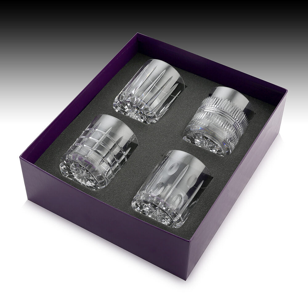 William Yeoward Skye Gift Set of 4 Whisky Tumblers, handmade crystal, detail view