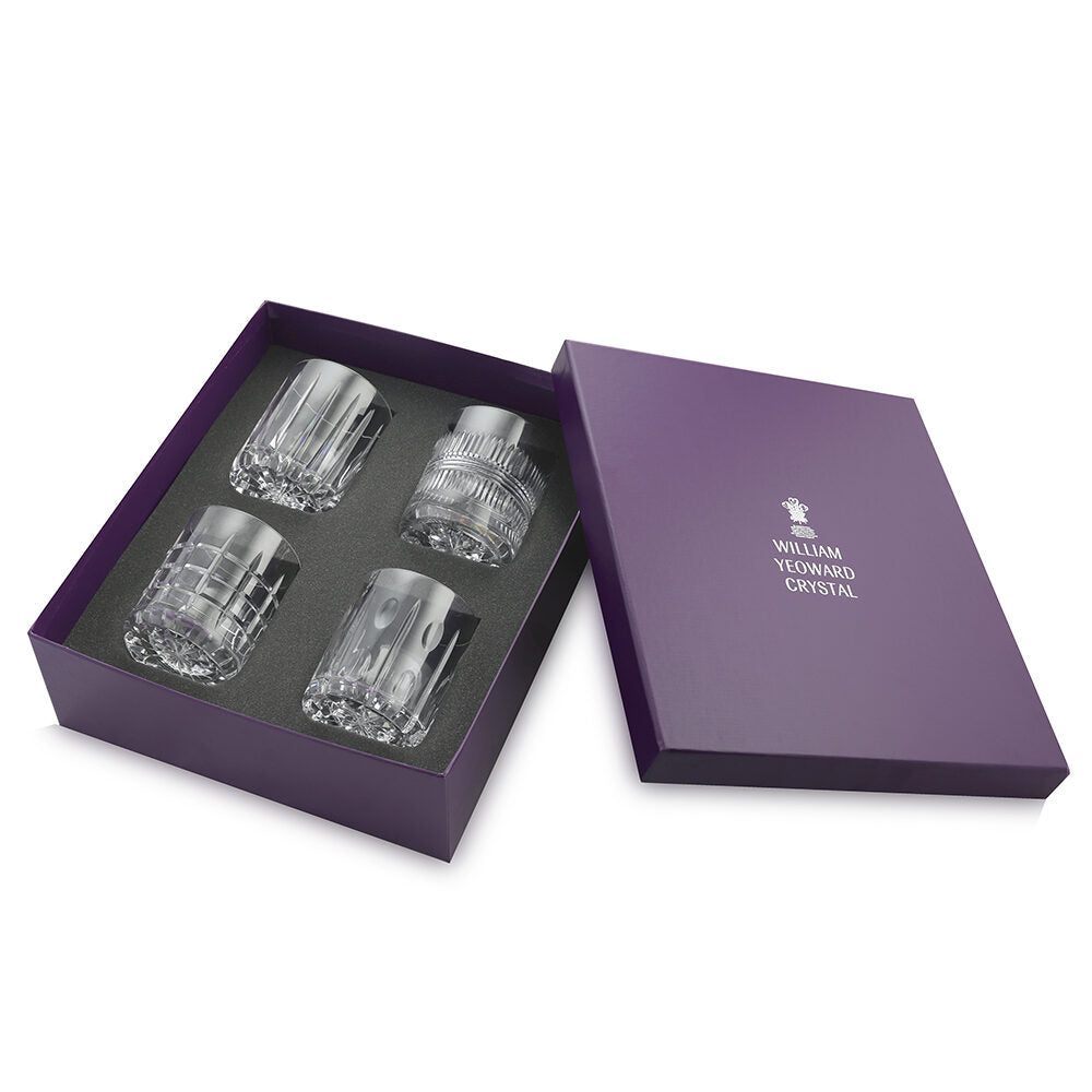 William Yeoward Skye Gift Set of 4 Whisky Tumblers, handmade crystal, detail view
