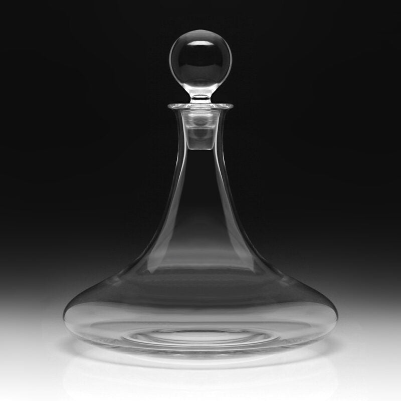 William Yeoward Trafalgar Ships Decanter with Stopper, handmade crystal, detail view