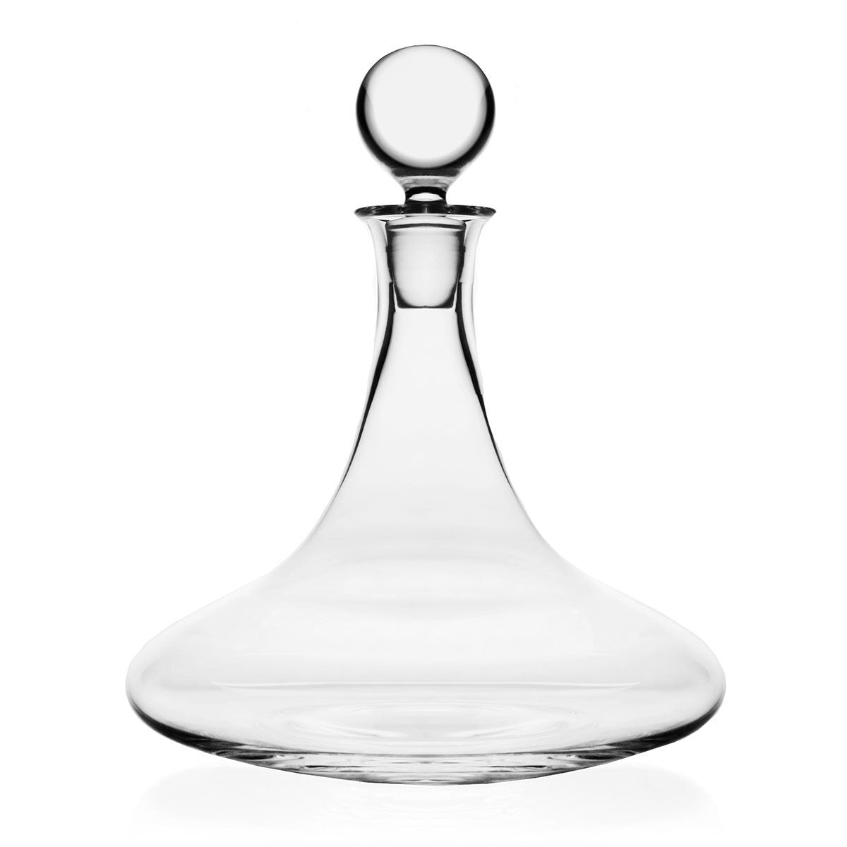William Yeoward Trafalgar Ships Decanter with Stopper, handmade crystal, on a white background