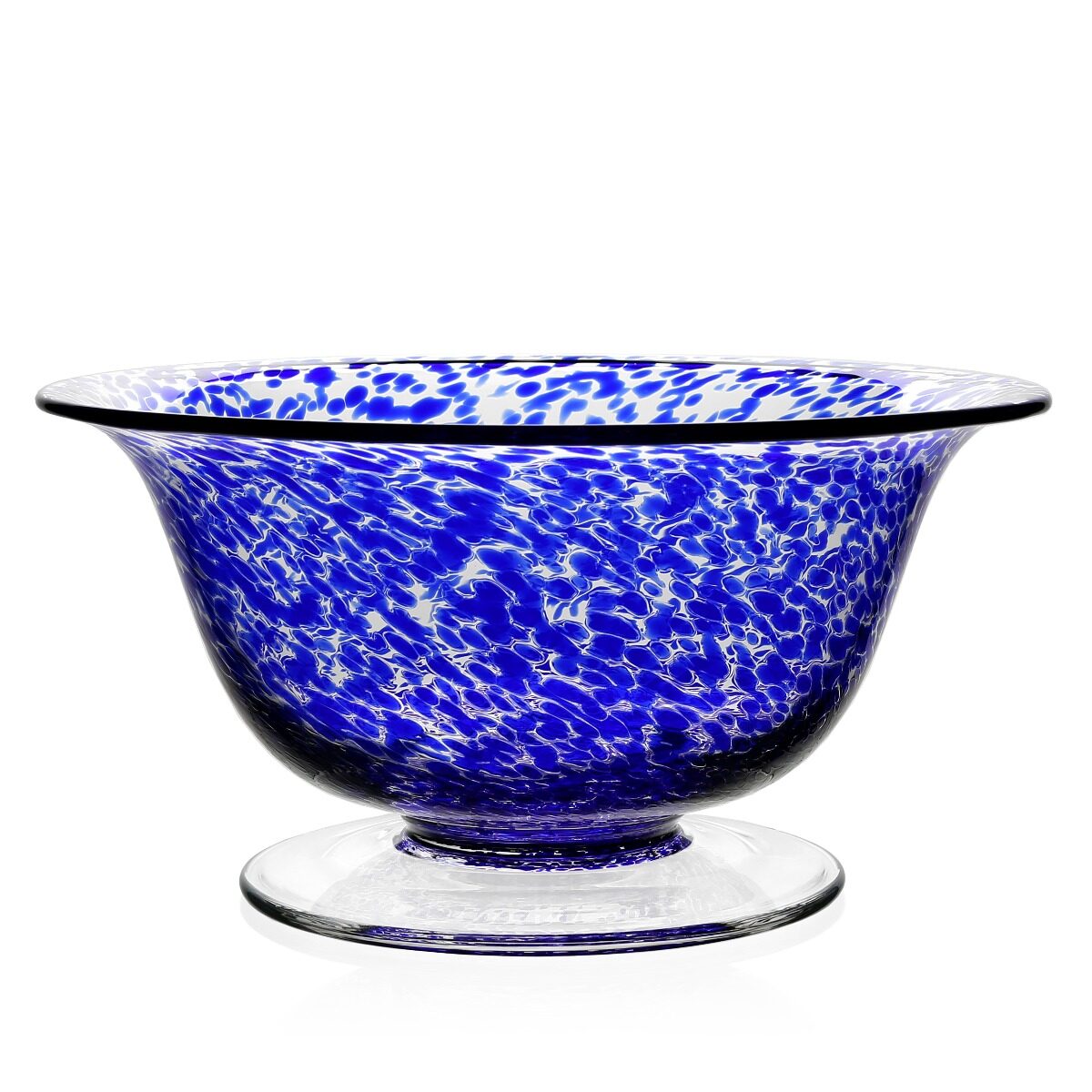 William Yeoward Vanessa Bowl Sicilian Blue 12" / 30cm in Sicilian Blue, handmade crystal, on a white background