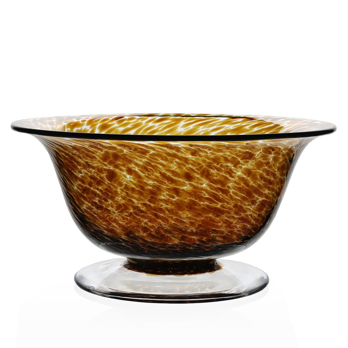 William Yeoward Vanessa Bowl Tortoise 12" / 30cm in Tortoise, handmade crystal, on a white background