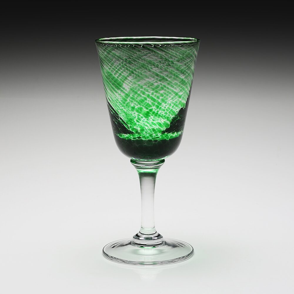William Yeoward Vanessa Goblet Forest Green in Forest Green, handmade crystal, detail view