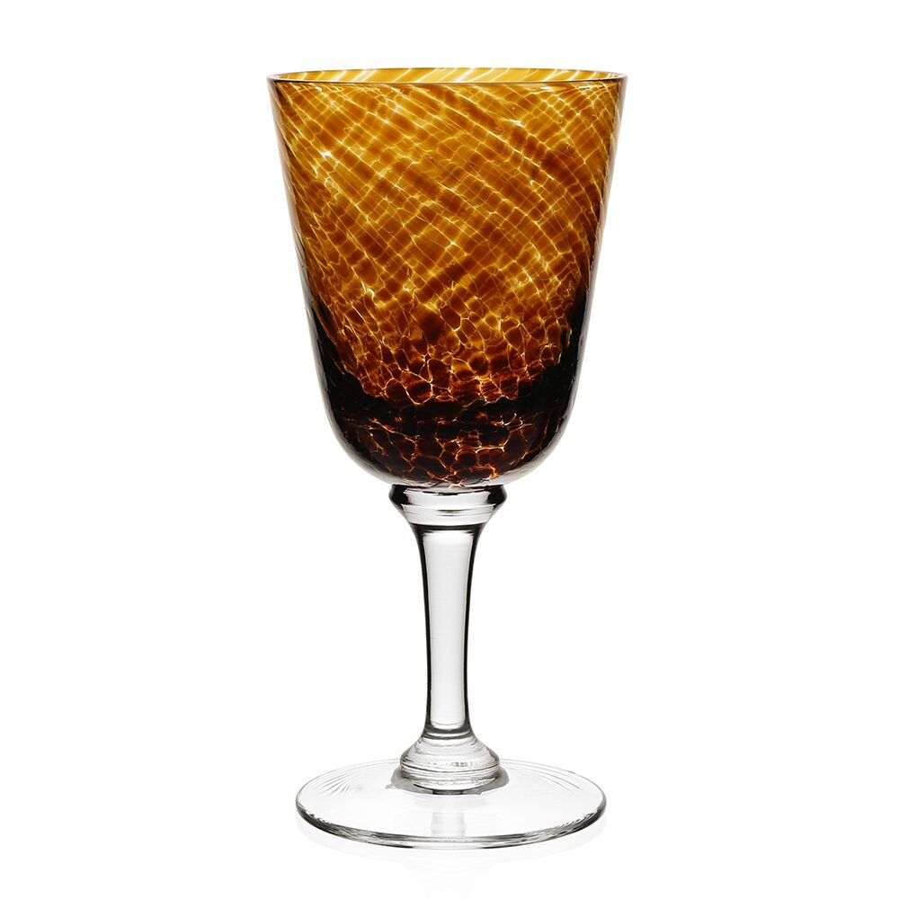 William Yeoward Vanessa Goblet Tortoise in Tortoise, handmade crystal, on a white background