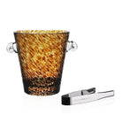 William Yeoward Vanessa Ice Bucket & Tongs Tortoise, handmade crystal, on a white background