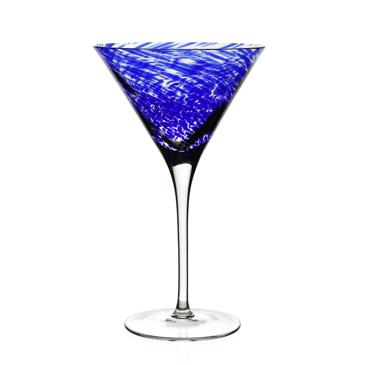 William Yeoward Vanessa Martini Sicilian Blue in Sicilian Blue, handmade crystal, on a white background