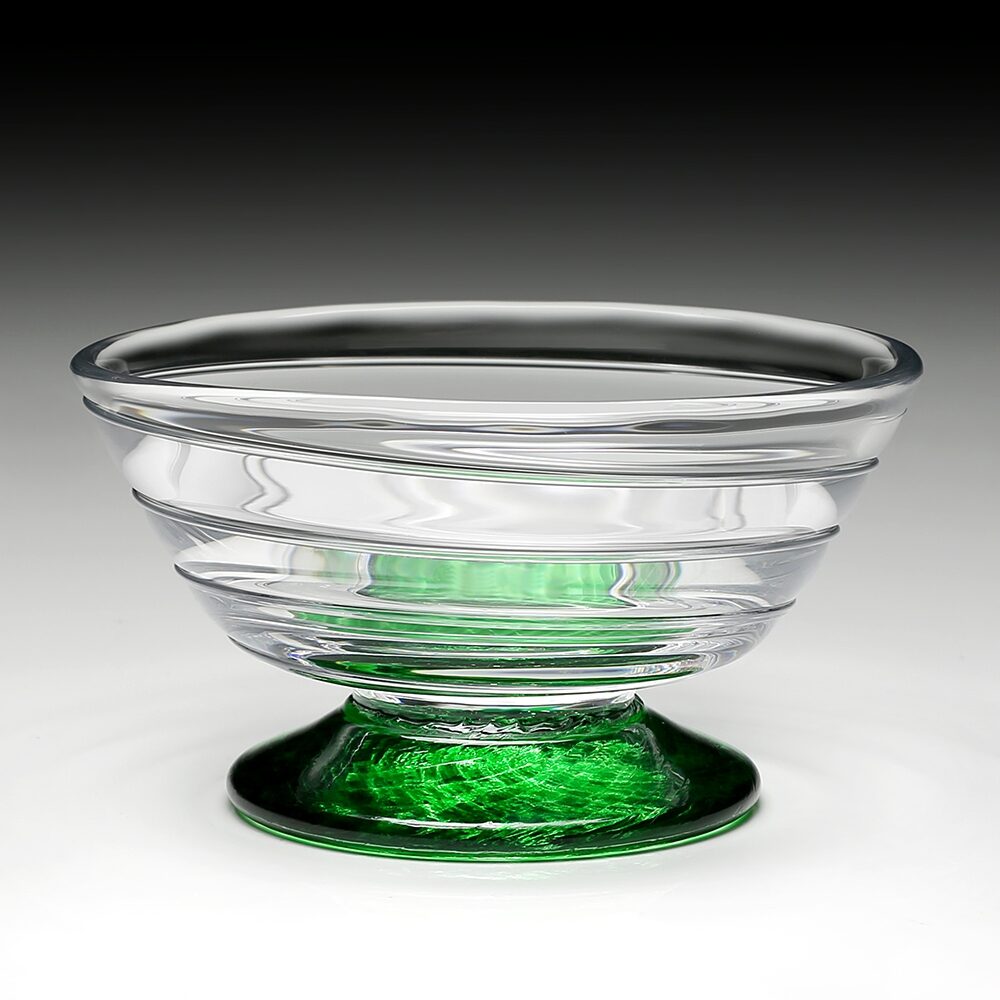 William Yeoward Vanessa Nut Bowl Forest Green in Forest Green, handmade crystal, detail view
