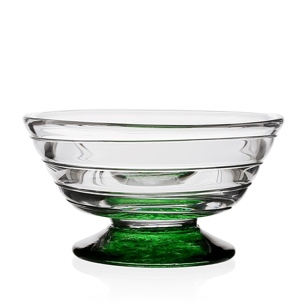 William Yeoward Vanessa Nut Bowl Forest Green in Forest Green, handmade crystal, on a white background