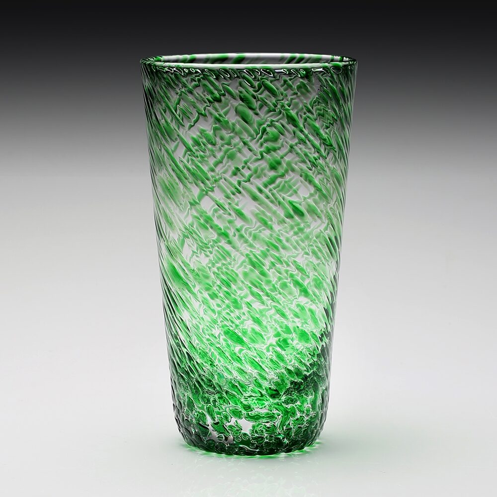 William Yeoward Vanessa Tumbler Highball Forest Green in Forest Green, handmade crystal, detail view