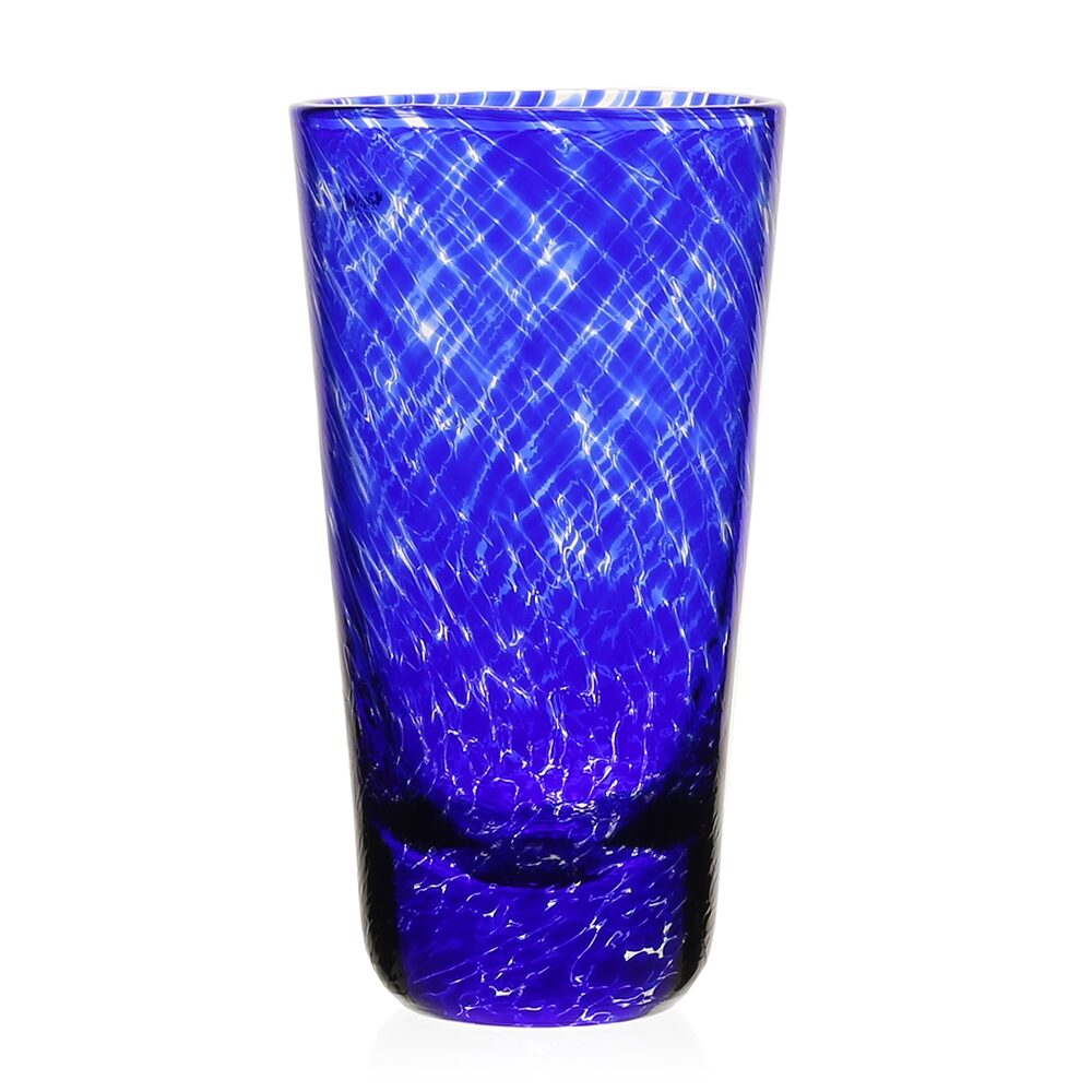 William Yeoward Vanessa Tumbler Highball Sicilian Blue in Sicilian Blue, handmade crystal, detail view