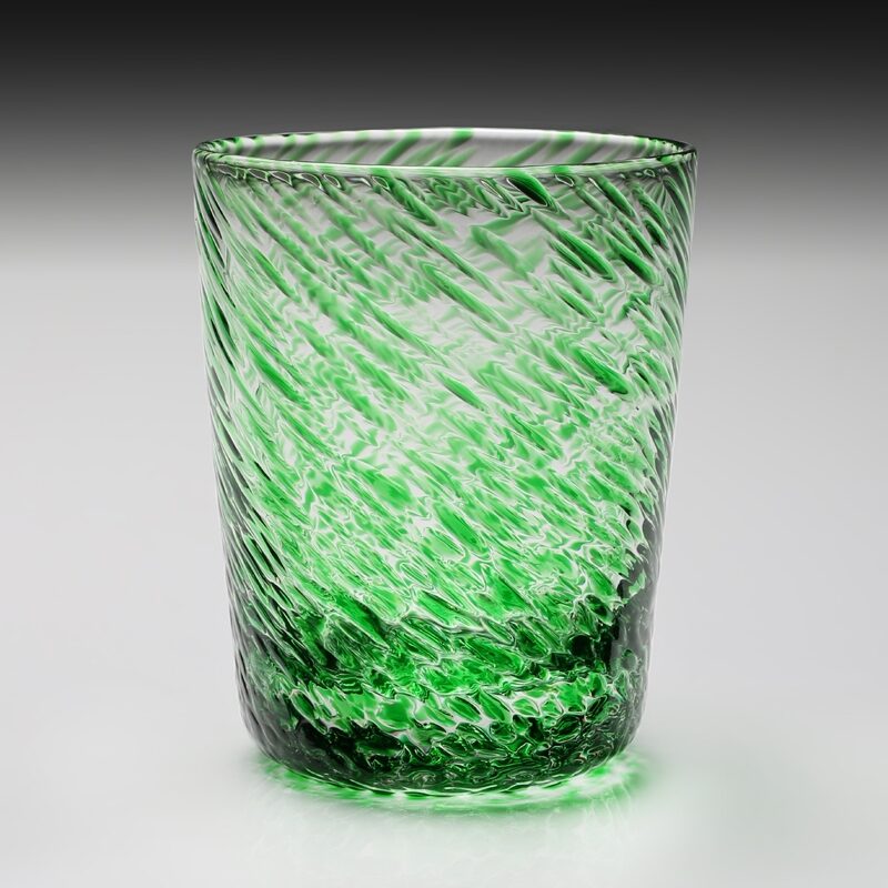 William Yeoward Vanessa Tumbler Old Fashioned Forest Green in Forest Green, handmade crystal, detail view