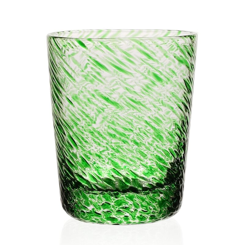 William Yeoward Vanessa Tumbler Old Fashioned Forest Green in Forest Green, handmade crystal, on a white background