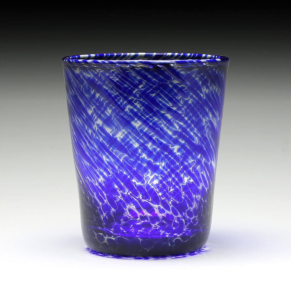 William Yeoward Vanessa Tumbler Old Fashioned Sicilian Blue in Sicilian Blue, handmade crystal, detail view