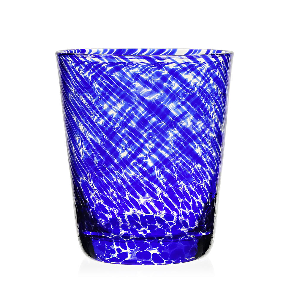 William Yeoward Vanessa Tumbler Old Fashioned Sicilian Blue in Sicilian Blue, handmade crystal, on a white background